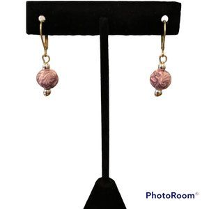 Viva Bead earrings, single bead, new without tag, pierced leverback, dangle drop